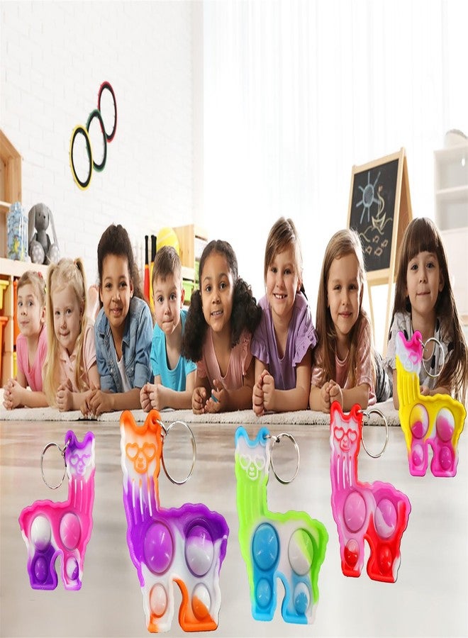 HOZKEAP 20 Packs Alpacas Animal Bulk Mini Pop Fidget Keychain,Birthday Party Favors Supplies Classroom Students Bubble Prize - Image 3